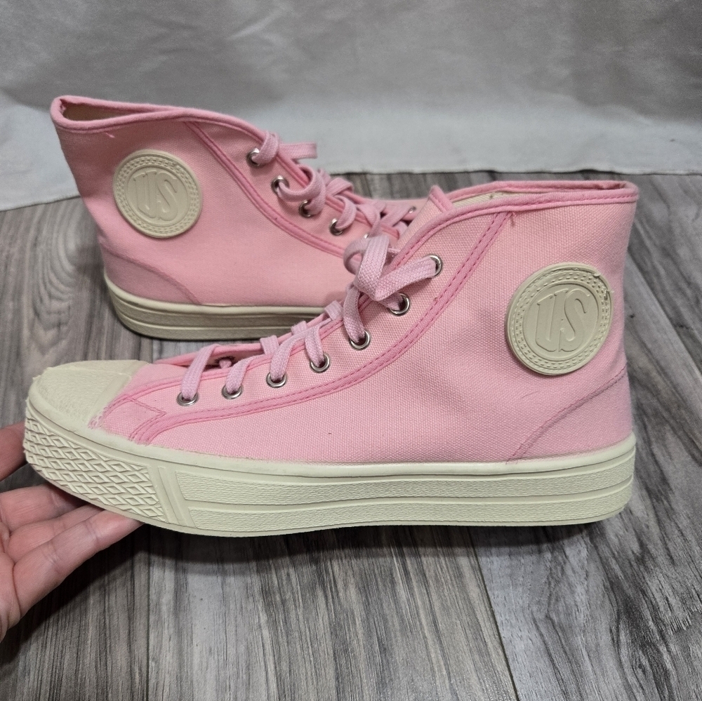 US Rubber Company Summer High Top Pink And Cream Sz 42 New - Picture 3 of 13